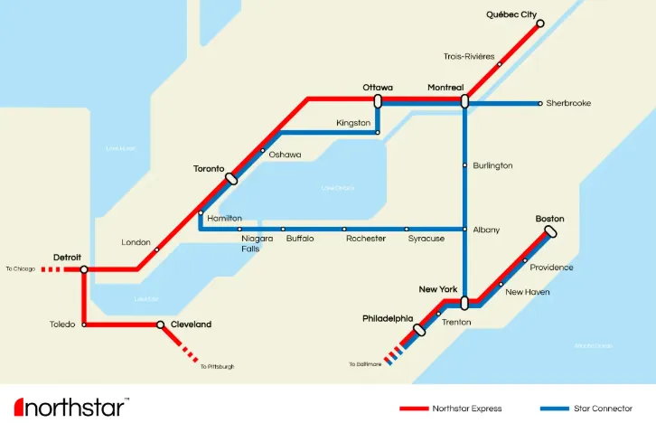 NorthStar rail route map