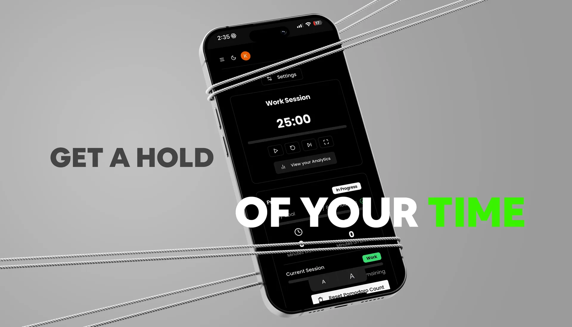 Pomora timer on an iPhone